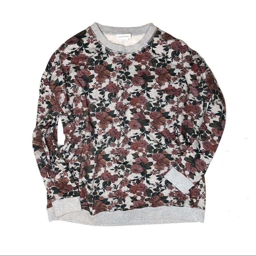 Lovers and Friends Floral Oversized Sweatshirt Red Victorian Floral Gray